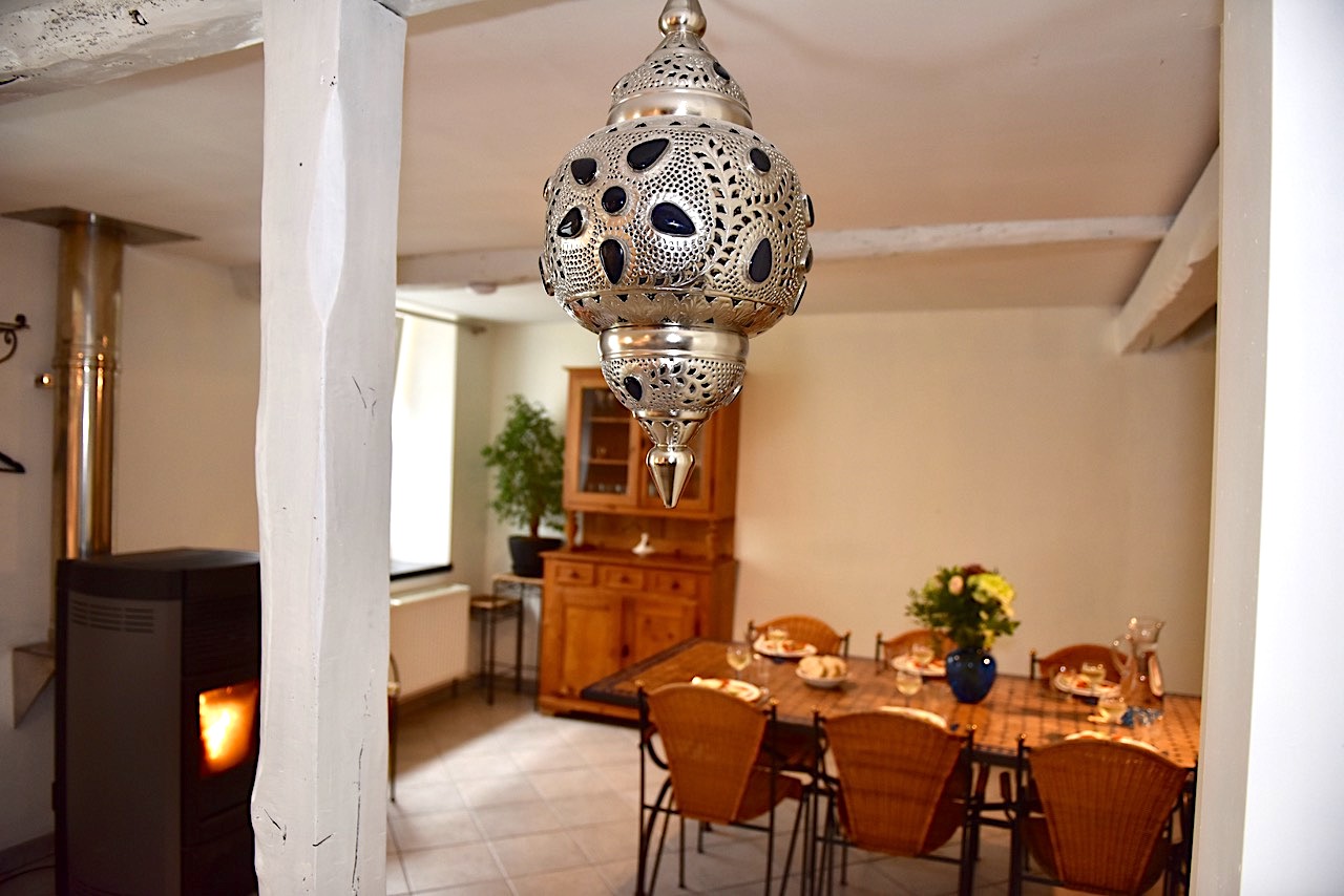 Kitchen, dining room, TV lounge, outside